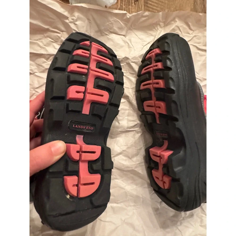 Lands End Snow Flurry Kids Winter Boots Pink Black Size 3 Girls 406690
